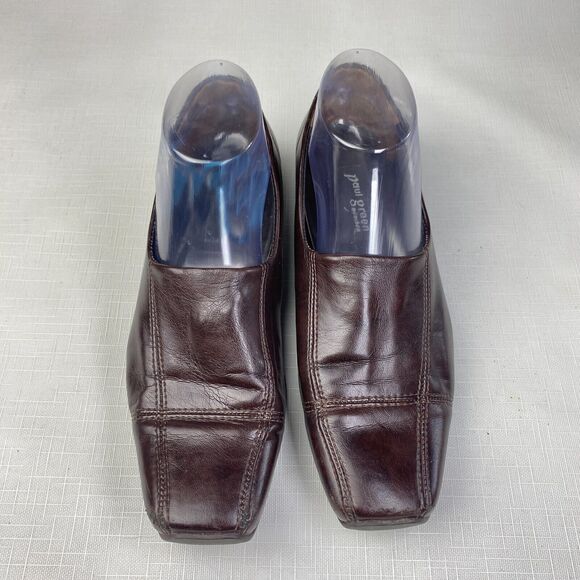 Paul Green Munchen Brown Leather Stitched LOAFERS! Square Toe Women's Sz 5 - Picture 6 of 13